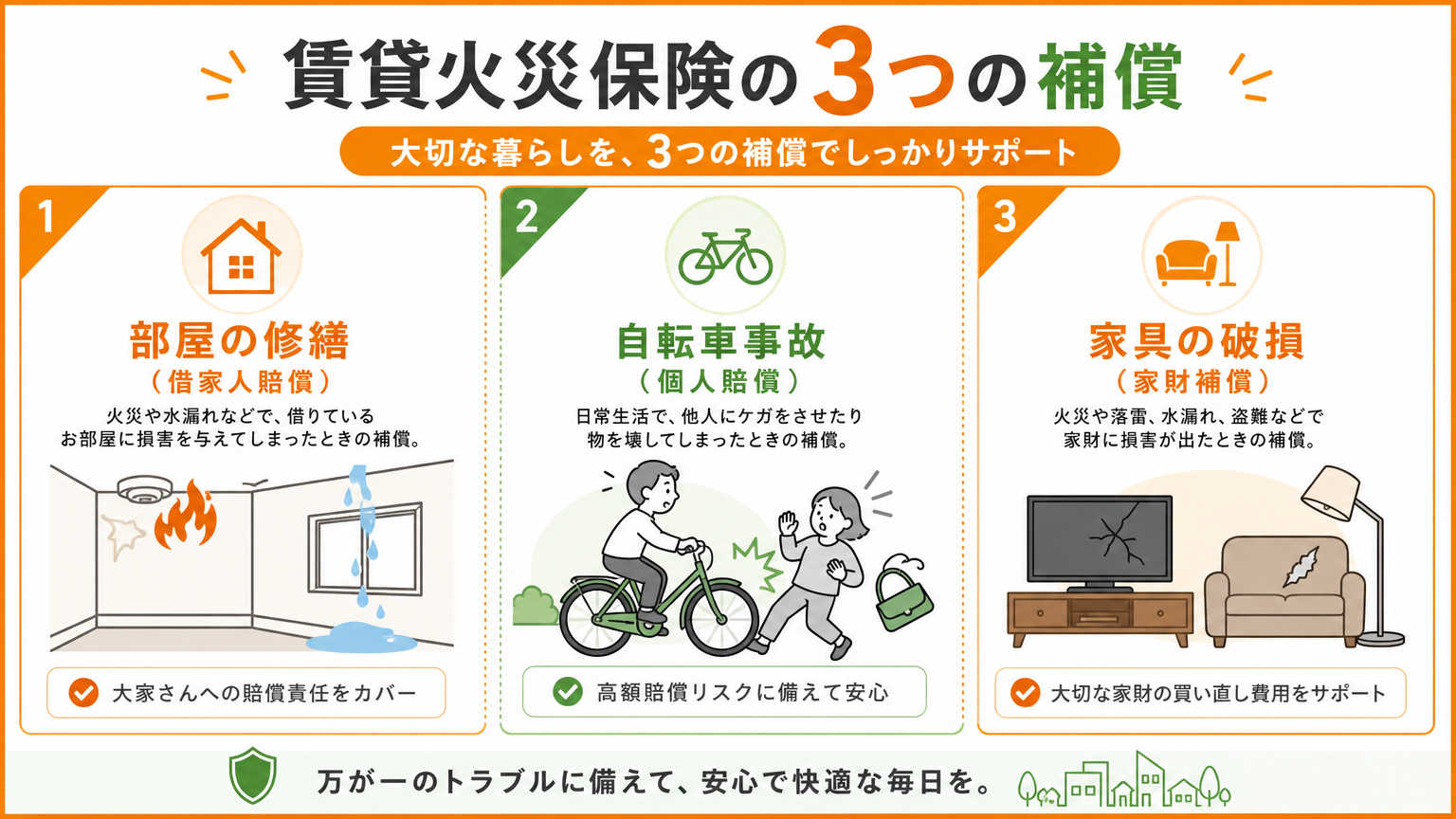賃貸の火災保険で補償される内容